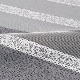 Firanka żakardowa, kolor biały, z szarym pasem 618262/000/0GY/130000/1
