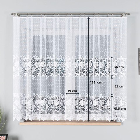 Firanka żakardowa na metry 017480 wysokość 160 cm kolor biały