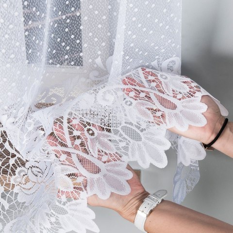 Firanka żakardowa na metry 017480 wysokość 160 cm kolor biały