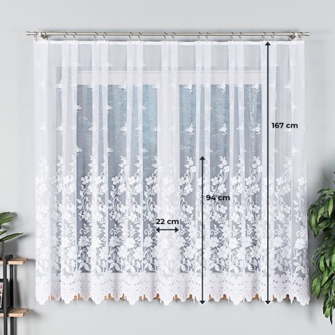 Firanka żakardowa na metry 023092 wysokość 160 cm kolor biały