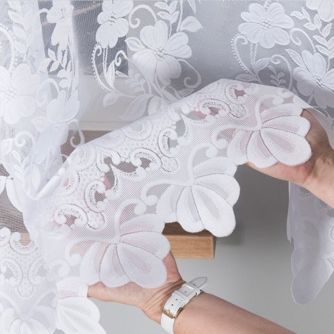 Firanka żakardowa na metry 023092 wysokość 150 cm kolor biały