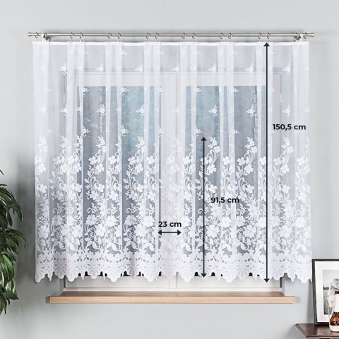 Firanka żakardowa na metry 023092 wysokość 150 cm kolor biały