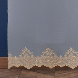 OFELIA Firanka haftowana, 280cm, kolor 002 biały ze złotym haftem OFELIA/885/002/280000/1
