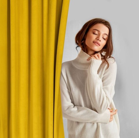 Zasłona gotowa Madlen 140x300 cm kolor musztardowy taśma