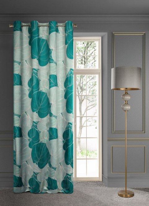 Zasłona z miękkiego welwetu Salvia4 140x250 cm kolor szałwiowy przelotki