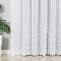 Firanka haftowana ze wzorem na samym dole, wysokość 280cm, kolor 020 biały z szarym 112715/955/020/280000/1