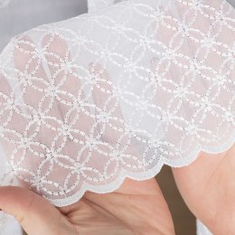 Firanka haftowana ze wzorem pasowym, wysokość 160cm, kolor 001 biały 000769/955/001/160000/1