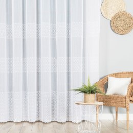 Firanka haftowana ze wzorem pasowym, wysokość 280cm, kolor 001 biały 000768/955/001/280000/1