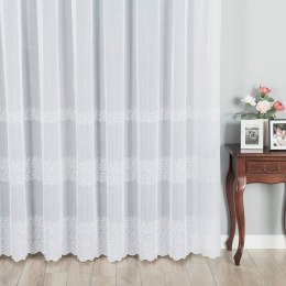Firanka haftowana ze wzorem pasowym, wysokość 280cm, kolor 001 biały 112664/001/001/280000/1