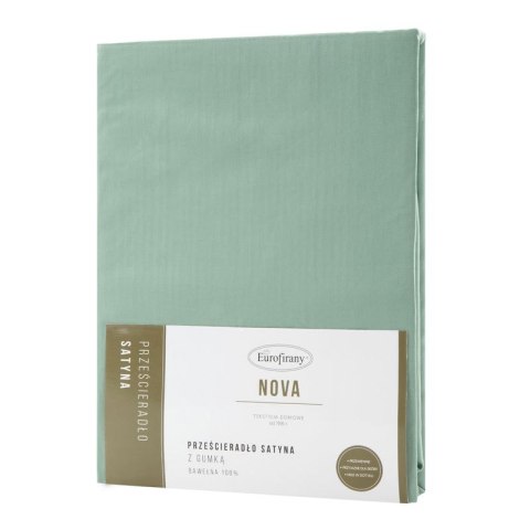 Prześcieradło z satyny bawełnianej z gumką NOVA 220x200 cm kolor miętowy