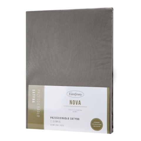 Prześcieradło z satyny bawełnianej z gumką NOVA 220x200 cm kolor popielaty