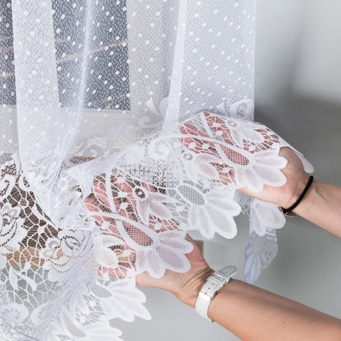 Firanka żakardowa na metry 017480 wysokość 150 cm kolor biały