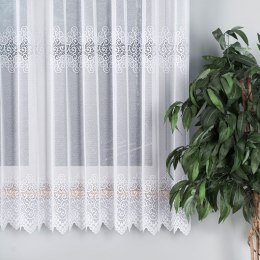 Firanka żakardowa ze wzorem pasowym, wysokość 180cm, kolor 001 biały 001539/BLY/001/180000/1
