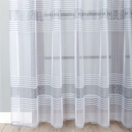 Firanka żakardowa ze wzorem pasowym, wysokość 250cm, kolor 549 biały z szarym 018970/000/549/250000/1