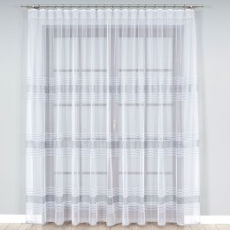 Firanka żakardowa ze wzorem pasowym, wysokość 250cm, kolor 549 biały z szarym 018970/000/549/250000/1