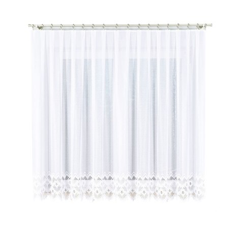 Firanka żakardowa 018989, wysokość 170 cm, kolor biały. Wyjątkowy detal, który doda uroku i stylu Twojemu pomieszczeniu.