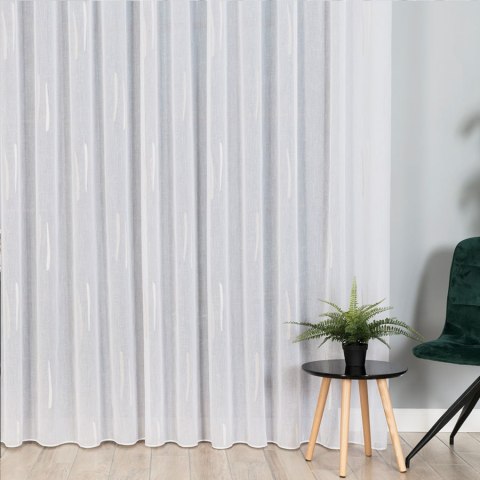 Firanka fantazyjna ze wzorem po całości z ołowianką, wysokość 320cm, kolor 018 biały z beżowym 027410/OLO/018/000320/1