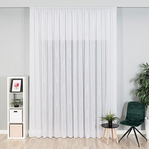 Firanka fantazyjna ze wzorem po całości z ołowianką, wysokość 320cm, kolor 018 biały z beżowym 027410/OLO/018/000320/1