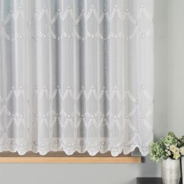 Firanka haftowana ze wzorem pasowym, wysokość 160cm, kolor 002 biały z szarym 034484/000/002/000160/1