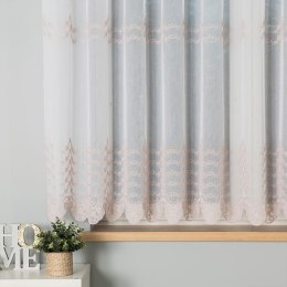 Firanka haftowana ze wzorem pasowym, wysokość 160cm, kolor 015 biały z antycznym złotem 034456/000/015/000160/1