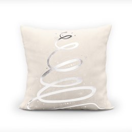 METALICZNA CHOINKA Poszewka dekoracyjna VELVET, 40x40cm, kolor 001 offwhite ze srebrnym zdobieniem TBN003/POP/001/040040/1