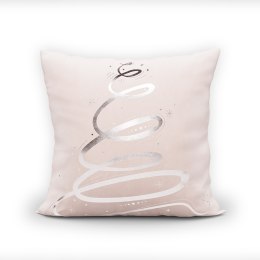 METALICZNA CHOINKA Poszewka dekoracyjna VELVET, 40x40cm, kolor 030 pudrowy różowy ze srebrnym zdobieniem TBN003/POP/030/040040/1
