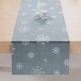 ŚNIEŻKI Bieżnik wodoodporny VELVET, 40x140cm, kolor 063 jasny niebieski ze srebrnym zdobieniem TBN001/KSP/063/040140/1