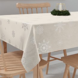 ŚNIEŻKI Obrus wodoodporny VELVET, 140x180cm, kolor 001 offwhite ze srebrnym zdobieniem TBN001/KSP/001/140180/1