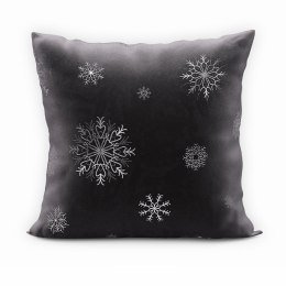 ŚNIEŻKI Poszewka dekoracyjna VELVET, 45x45cm, kolor 211 czarny ze srebrnym zdobieniem; PBN001/POP/211 TBN001/POP/211/045045/1