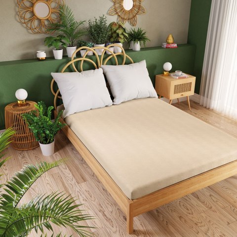 DREAMY PREMIUM Prześcieradło jersey z gumką, szerokość 120 x wysokość 200cm, kolor 005 beżowy 100033/JEG/005/120200/1