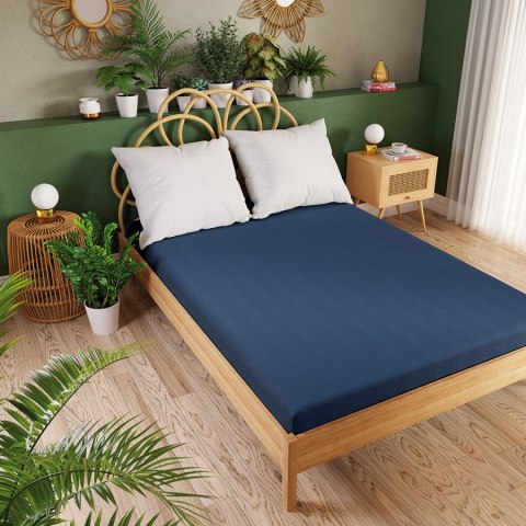 DREAMY PREMIUM Prześcieradło jersey z gumką, szerokość 220 x wysokość 200cm, kolor 007 granatowy 100033/JEG/007/220200/1