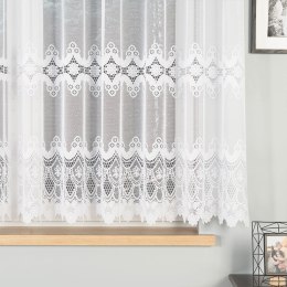 Firanka żakardowa z wzorem pasowym, wysokość 155cm, kolor 001 biały 015846/000/001/000155/1