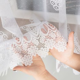 Firanka żakardowa z wzorem pasowym, wysokość 155cm, kolor 001 biały 015846/000/001/000155/1