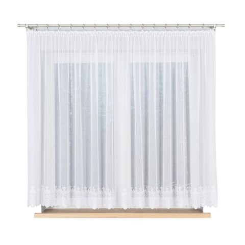 Firanka haftowana ze wzorem na samym dole, wysokość 160cm, kolor 001 biały 008240/768/001/000160/1