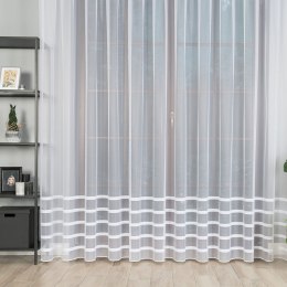 Firanka fantazyjna ze wzorem pasowym z ołowianką, wysokość 250cm, kolor 001 biały 000383/OLO/001/000250/1
