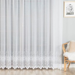 Firanka żakardowa z wzorem na samym dole, wysokość 250cm, kolor 001 biały 015974/000/001/000250/1