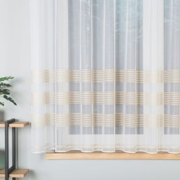 Firanka żakardowa ze wzorem pasowym z ołowianką, wysokość 160cm, kolor 004 biały ze złotym lurexem 000326/OLO/004/000160/1