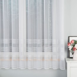 Firanka żakardowa ze wzorem pasowym z ołowianką, wysokość 180cm, kolor 003 biały ze srebrnym lurexem 000326/OLO/003/000180/1