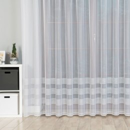 Firanka żakardowa ze wzorem pasowym z ołowianką, wysokość 250cm, kolor 003 biały ze srebrnym lurexem 000326/OLO/003/000250/1