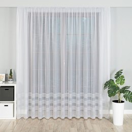 Firanka żakardowa ze wzorem pasowym z ołowianką, wysokość 250cm, kolor 003 biały ze srebrnym lurexem 000326/OLO/003/000250/1