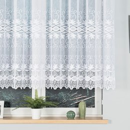 Firanka żakardowa ze wzorem pasowym, wysokość 130cm, kolor 001 biały 018960/000/001/000130/1