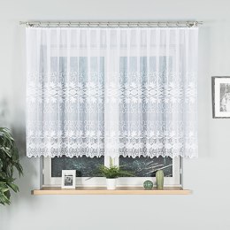 Firanka żakardowa ze wzorem pasowym, wysokość 130cm, kolor 001 biały 018960/000/001/000130/1
