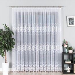 Firanka żakardowa ze wzorem pasowym, wysokość 230cm, kolor 001 biały 018960/000/001/000230/1