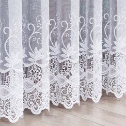Firanka żakardowa ze wzorem pasowym, wysokość 230cm, kolor 001 biały 018960/000/001/000230/1