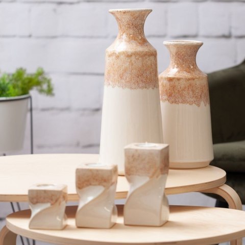 ŚWIECZNIK DEKORACYJNY RUBEN (01) 7X7X8 CM KREMOWY