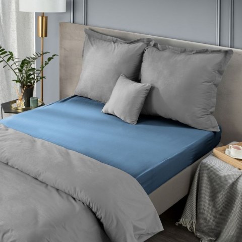 Prześcieradło z satyny bawełnianej z gumką NOVA 220x200 cm kolor granatowy