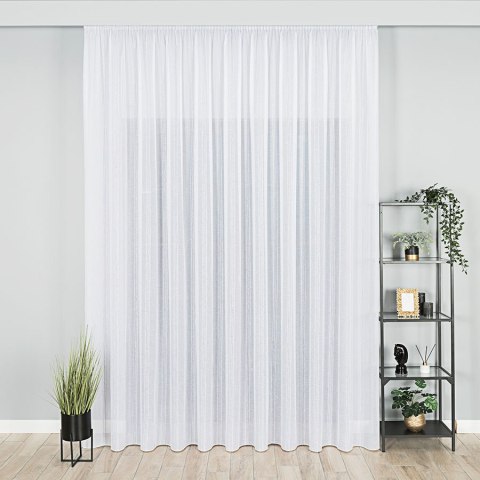 Firanka fantazyjna z pionowymi pasami z ołowianką, wysokość 300cm, kolor 007 biały z czarnym 001215/OLO/007/000300/1