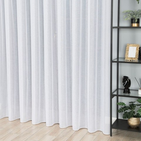 Firanka fantazyjna z pionowymi pasami z ołowianką, wysokość 300cm, kolor 007 biały z czarnym 001215/OLO/007/000300/1