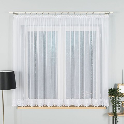 Firanka haftowana ze wzorem na samym dole, wysokość 160cm, kolor 001 biały 007888/768/001/000160/1