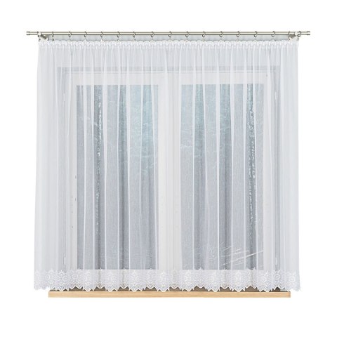 Firanka haftowana ze wzorem na samym dole, wysokość 160cm, kolor 001 biały 007888/768/001/000160/1